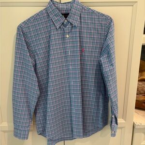 Ralph Lauren Blue and Pink Casual Button Down Shirt